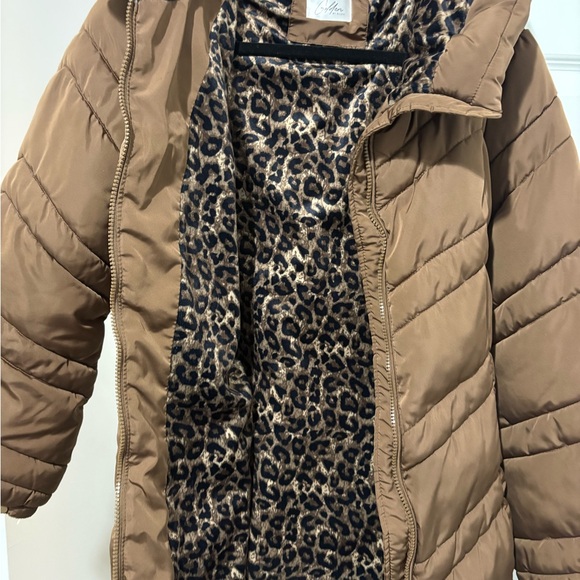 Elle Brown Puffer Jacket with Hood Size XL - Picture 2 of 5